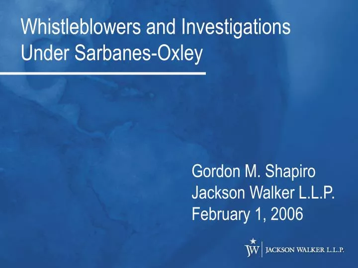 whistleblowers and investigations under sarbanes oxley