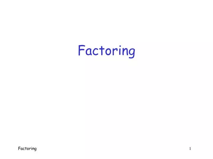 factoring