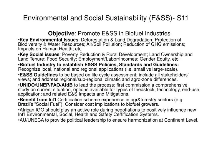 environmental and social sustainability e ss s11