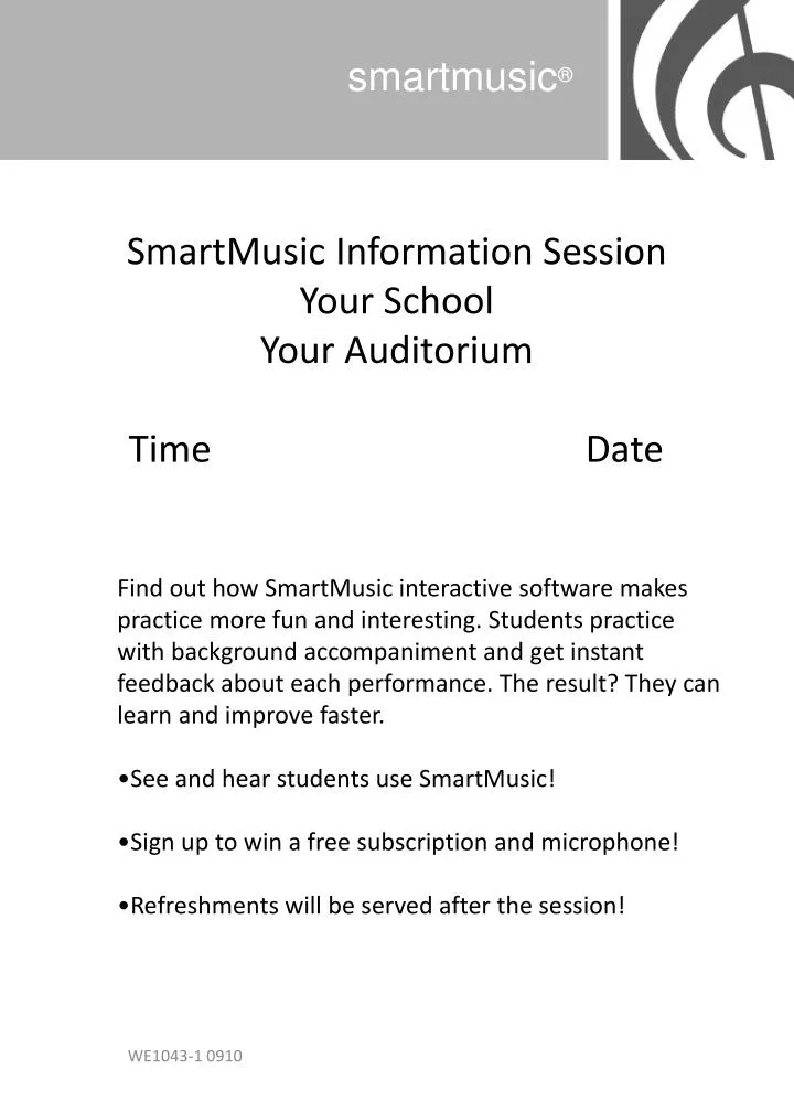 smartmusic information session your school your auditorium time date