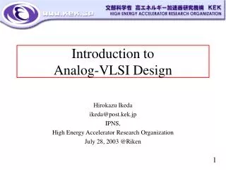 Introduction to Analog-VLSI Design