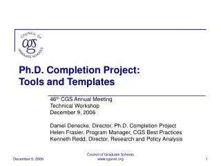 Ph.D. Completion Project: Tools and Templates