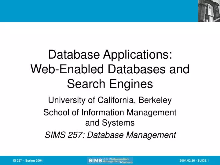 database applications web enabled databases and search engines