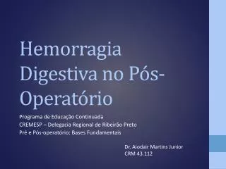 hemorragia digestiva no p s operat rio