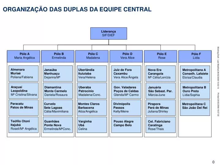 organiza o das duplas da equipe central