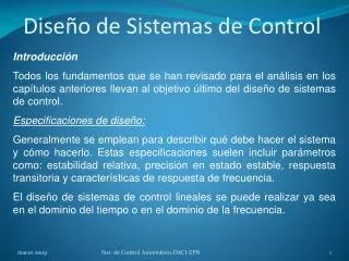 dise o de sistemas de control
