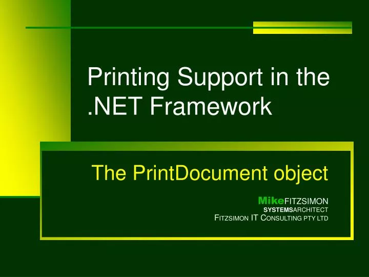 printing support in the net framework