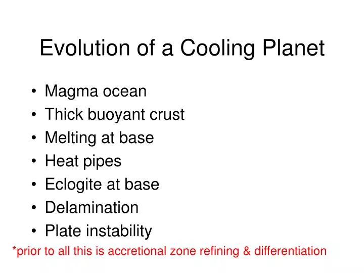 evolution of a cooling planet