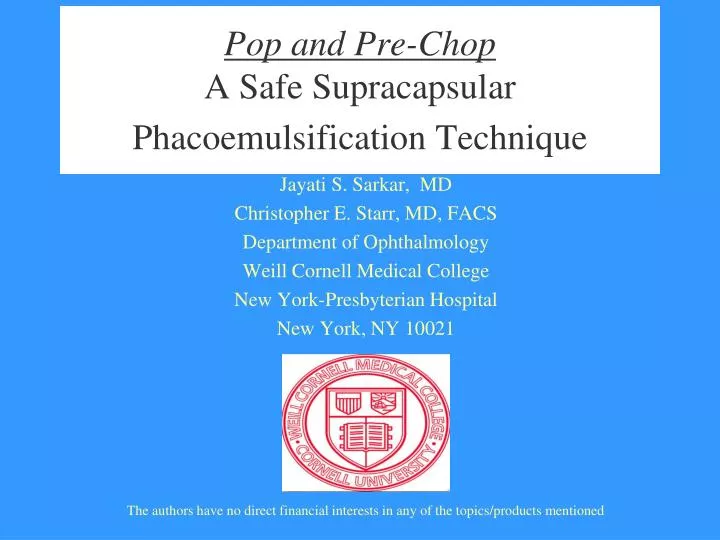 pop and pre chop a safe supracapsular phacoemulsification technique