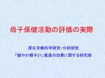 母子保健活動の評価の実際 - slide 1