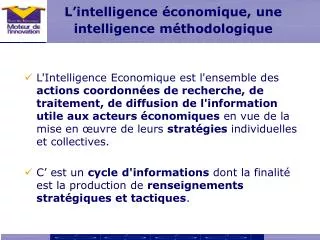 l intelligence conomique une intelligence m thodologique