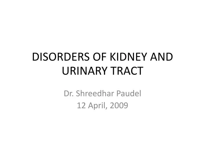 disorders of kidney and urinary tract