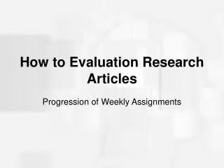 How to Evaluation Research Articles