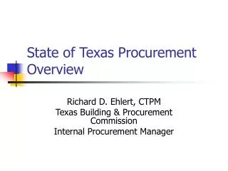 State of Texas Procurement Overview