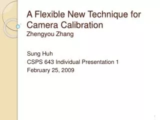 A Flexible New Technique for Camera Calibration Zhengyou Zhang