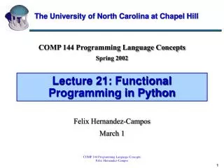 Lecture 21: Functional Programming in Python
