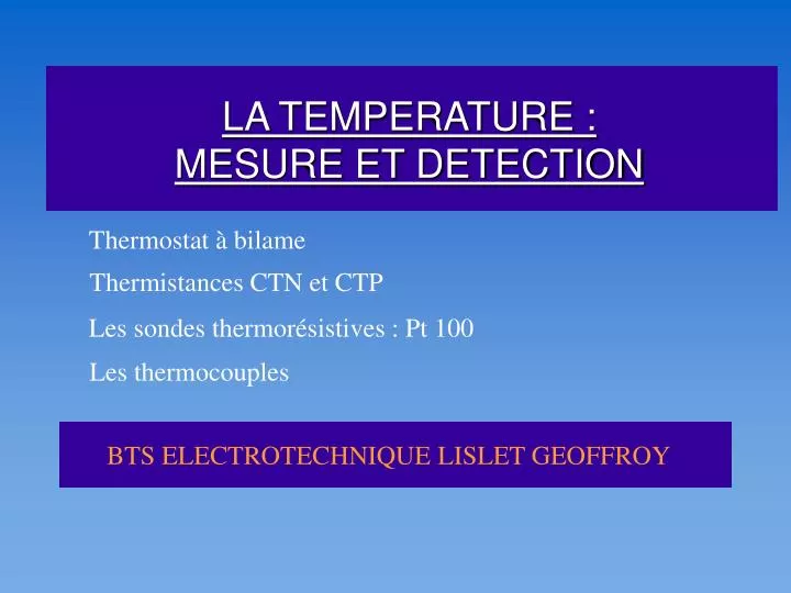 la temperature mesure et detection