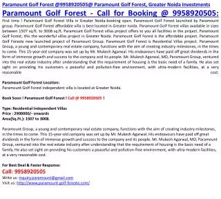 Paramount Golf Forest @9958920505@ Paramount Golf Forest