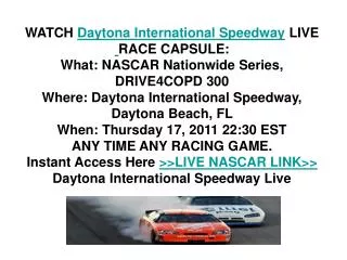NASCAR Nationwide Series Live Stream 17/02/2011 DRIVE4COPD