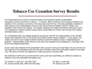 Tobacco Use Cessation Survey Results