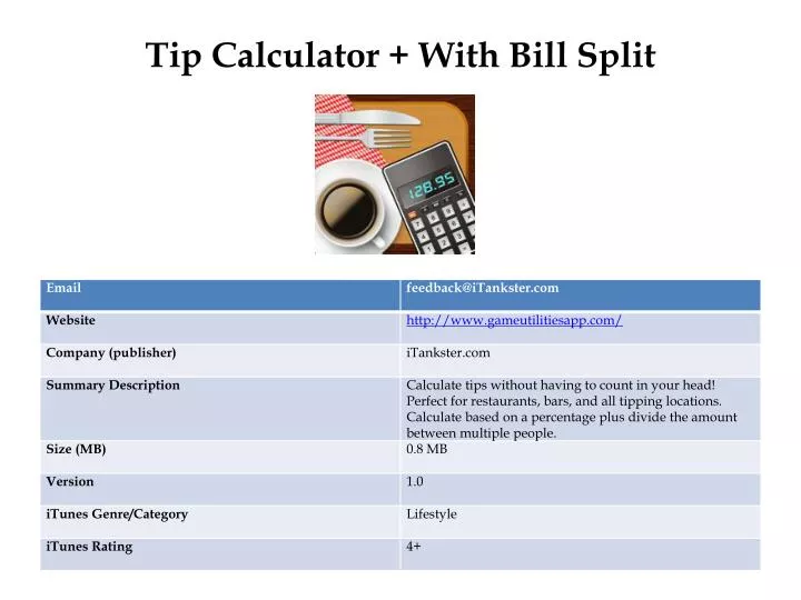 tip calculator with bill split