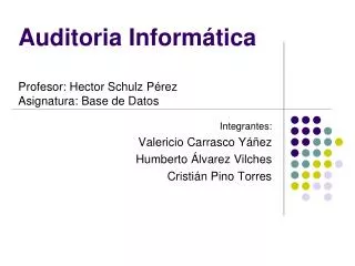 auditoria inform tica profesor hector schulz p rez asignatura base de datos