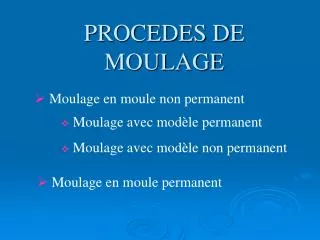 PROCEDES DE MOULAGE