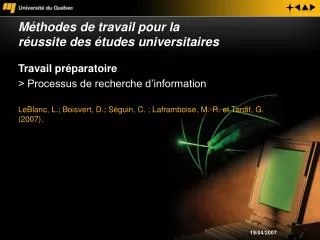 Méthodes de travail pour la réussite des études universitaires