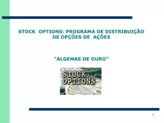 STOCK OPTIONS: PROGRAMA DE DISTRIBUIÇÃO DE OPÇÕES DE AÇÕES “ALGEMAS DE OURO”