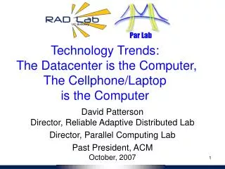 Technology Trends: The Datacenter is the Computer, The Cellphone/Laptop is the Computer