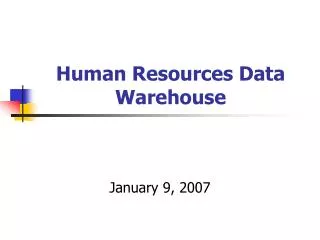 Human Resources Data Warehouse