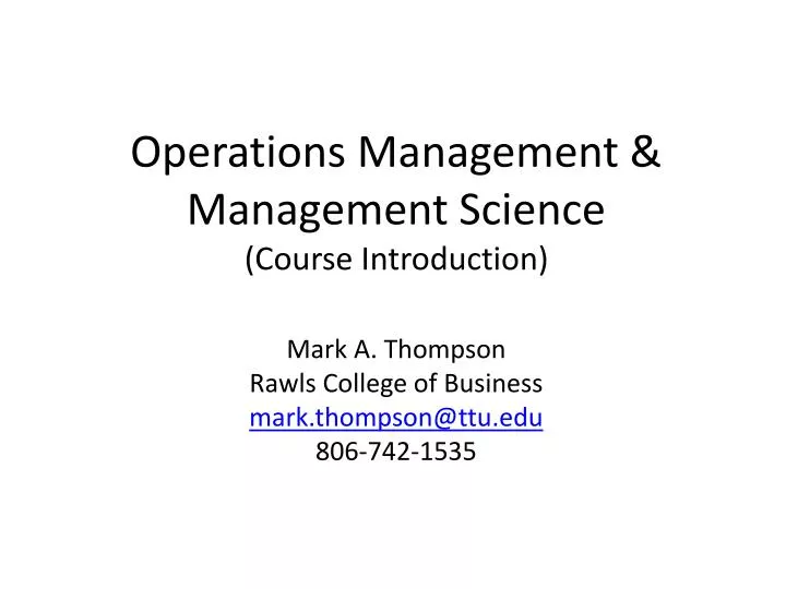 operations management management science course introduction