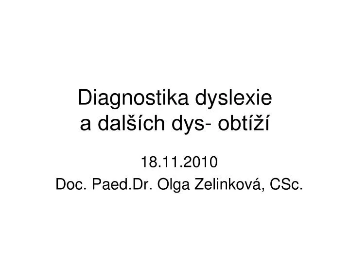 diagnostika dyslexie a dal ch dys obt