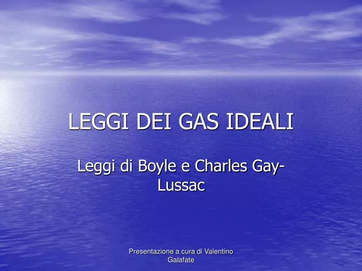 leggi dei gas ideali