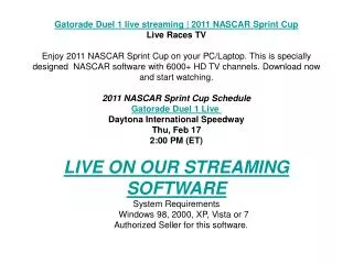 Gatorade Duel 1 live streaming | 2011 NASCAR Sprint Cup | Li