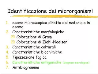 Identificazione dei microrganismi