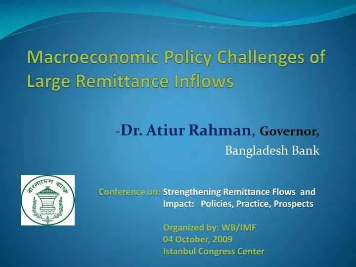 macroeconomic policy challenges of large remittance inflows
