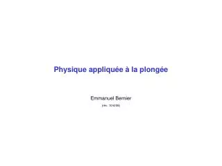 physique appliqu e la plong e