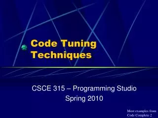 Code Tuning Techniques