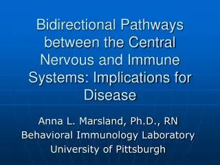 Bidirectional Pathways between the Central Nervous and Immune Systems: Implications for Disease