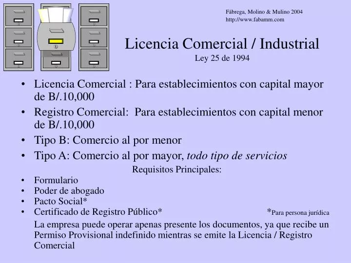 licencia comercial industrial ley 25 de 1994