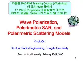 Wave Polarization, Polarimetric SAR, and Polarimetric Scattering Models