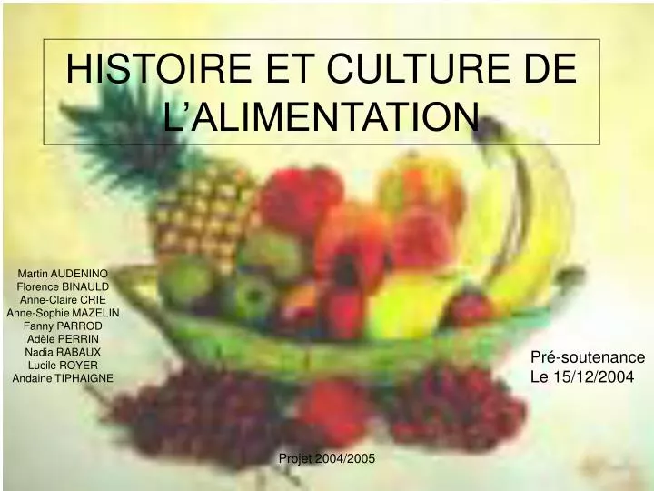 histoire et culture de l alimentation