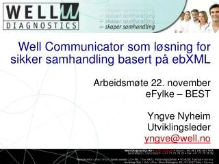 Well Communicator som løsning for sikker samhandling basert på ebXML
