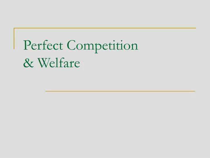 perfect competition welfare