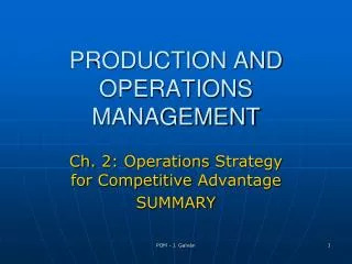 PRODUCTION AND OPERATIONS MANAGEMENT