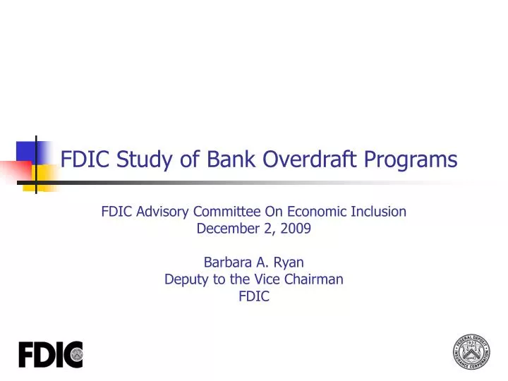 fdic study of bank overdraft programs