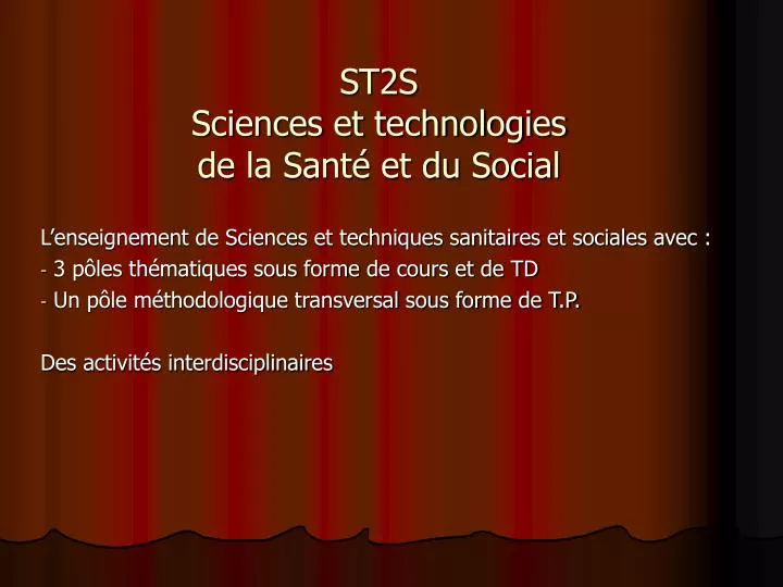 st2s sciences et technologies de la sant et du social