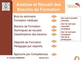 Analyse et Recueil des Besoins de Formation