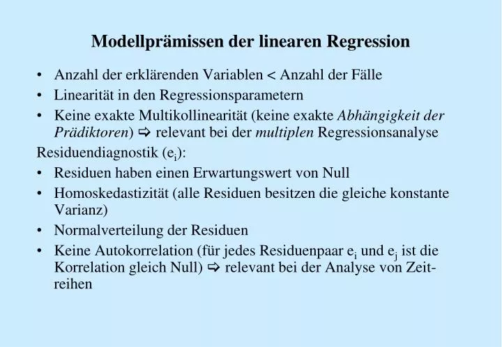 modellpr missen der linearen regression